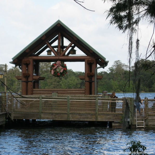 Holiday decorations at the boat dock